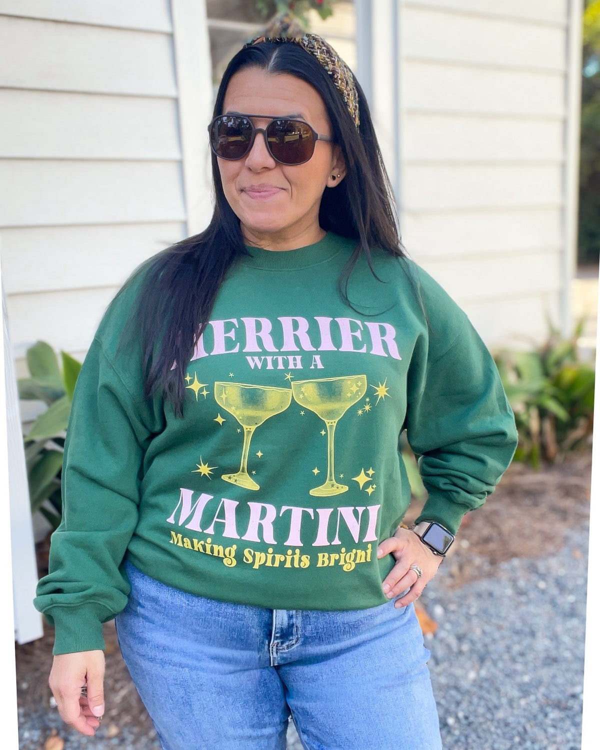 “Merrier With A Martini” Graphic Sweatshirt